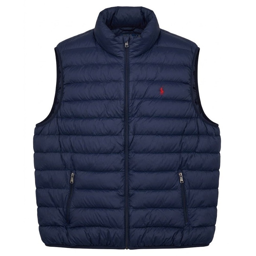 Polo Ralph Lauren Mens 3XB Navy Blue Down Puffer Vest Full Zip Red Pony - CJ